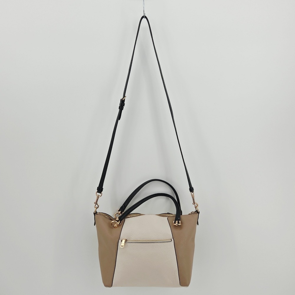Coach Kacey Colorblock Pebble Leather Satchel Crossbody Bag C6841 Chalk Tan - Picture 6 of 16